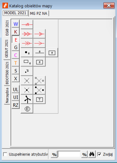 Widok okna katalogu obiektów mapy Widok okna katalogu obiektów mapy