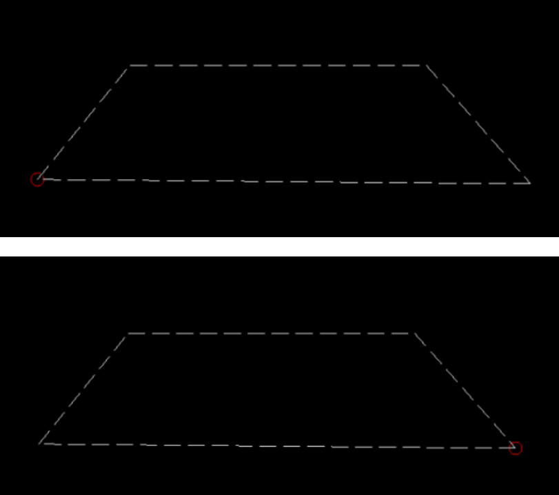 Widok obrysu skarpy z zaznaczonymi rogami Widok obrysu skarpy z zaznaczonymi rogami