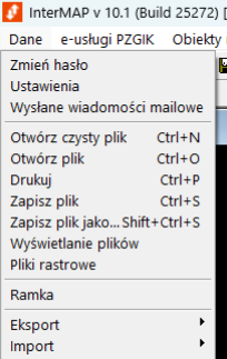 Widok menu głównego programu - zakładka Dane Widok menu głównego programu - zakładka Dane