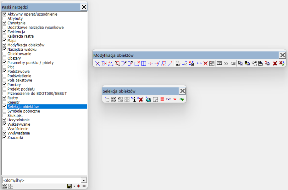 Widok pasków narzędzi Widok pasków narzędzi