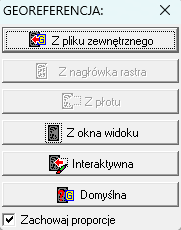 Widok okna georeferencji Widok okna georeferencji