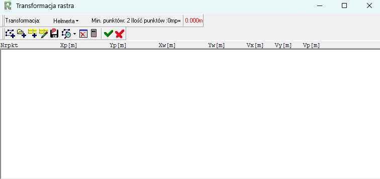 Widok okna transformacji rastra Widok okna transformacji rastra
