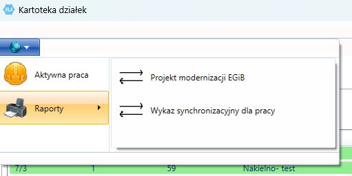 Widok menu raportów Widok menu raportów