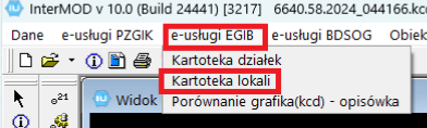 Widok menu głównego programu InterMOD: e-usługi EGiB oraz Kartoteka lokali Widok menu głównego programu InterMOD: e-usługi EGiB oraz Kartoteka lokali