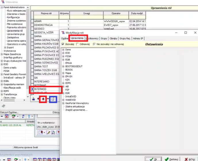 Widok okna ustawień i modyfikacji roli Widok okna ustawień i modyfikacji roli