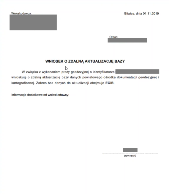 Widok wygenerowanego przykładowego pisma Widok wygenerowanego przykładowego pisma