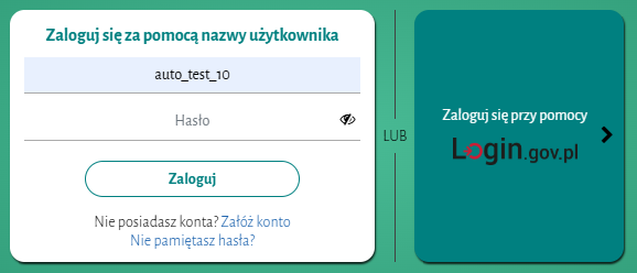 Widok okna wyboru sposobu logowania Widok okna wyboru sposobu logowania