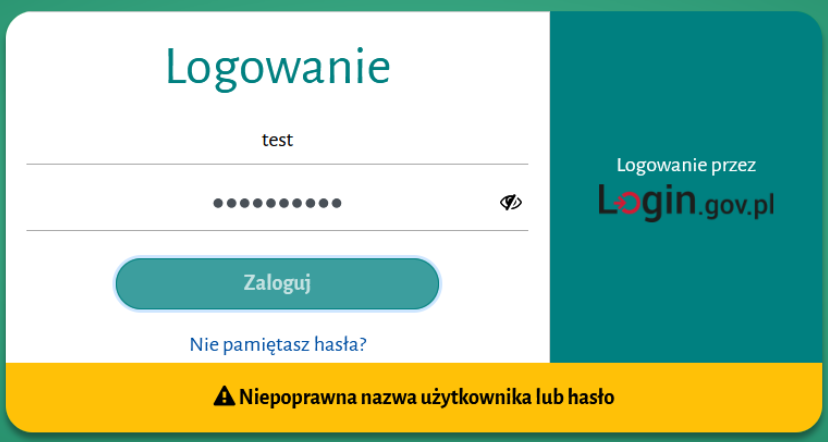 Widok okna logowania Widok okna logowania