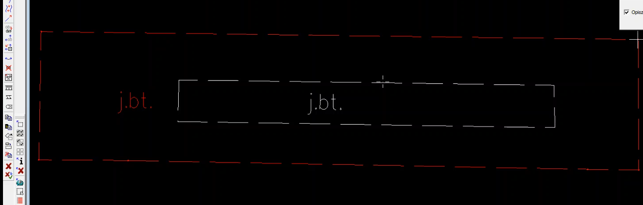 Widok obszaru grafiki z narysowanymi dwoma obiektami, zewnętrzny w kolorze czerwonym, a wewnętrzny w kolorze białym Widok obszaru grafiki z narysowanymi dwoma obiektami, zewnętrzny w kolorze czerwonym, a wewnętrzny w kolorze białym
