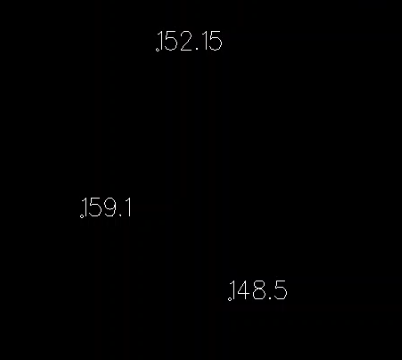 Widok okna grafiki z zaznaczonymi rzędnymi na obiektach Widok okna grafiki z zaznaczonymi rzędnymi na obiektach