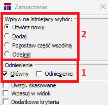 Widok okna 'Zaznaczenie' Widok okna 'Zaznaczenie'