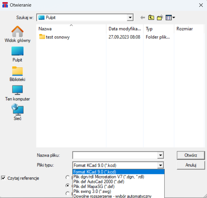 Widok okna wybierania pliku z dysku Widok okna wybierania pliku z dysku