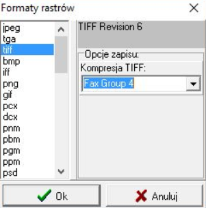 Widok okna 'Formaty rastrów' Widok okna 'Formaty rastrów'