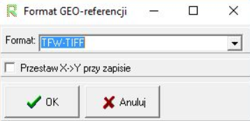 Widok okna 'Format GEO-referencji' Widok okna 'Format GEO-referencji'