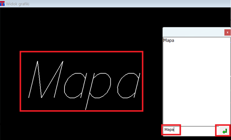 Widok okna grafiki z naniesioną pieczątką Widok okna grafiki z naniesioną pieczątką