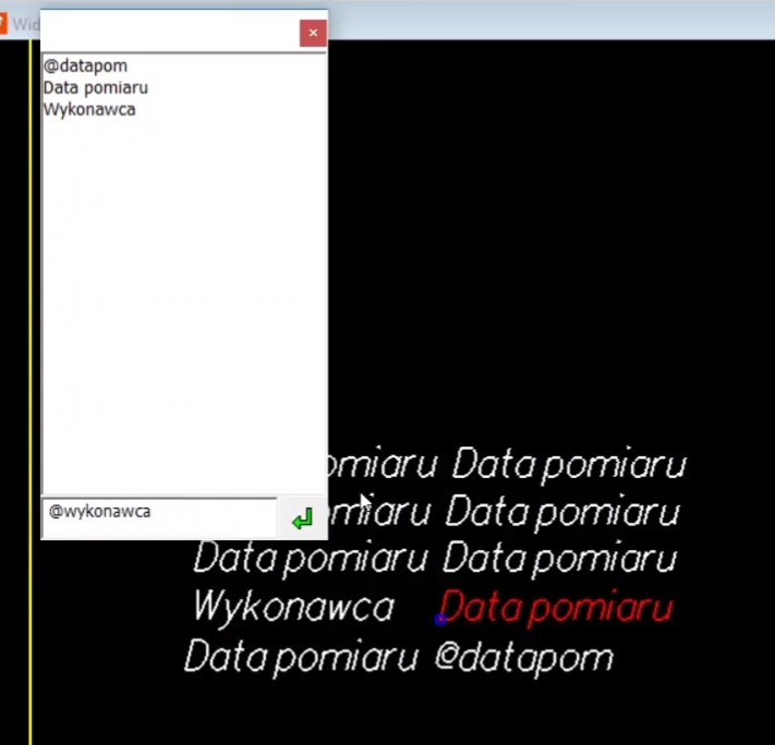 Widok okna do wprowadzenia tekstu pieczątki Widok okna do wprowadzenia tekstu pieczątki