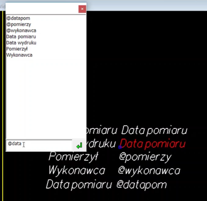 Widok okna do wprowadzenia tekstu pieczątki Widok okna do wprowadzenia tekstu pieczątki
