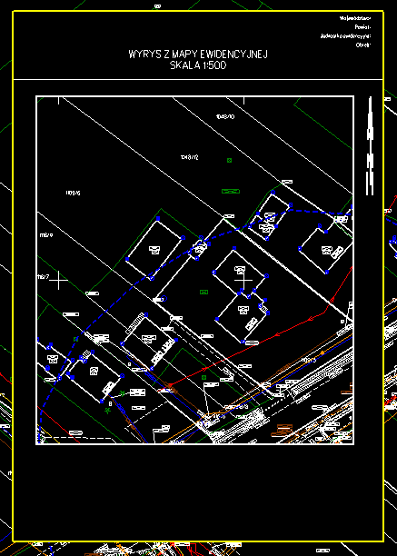 Widok fragmentu mapy z pomniejszonym zakresem wydruku Widok fragmentu mapy z pomniejszonym zakresem wydruku