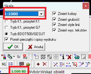 Widok okna skali Widok okna skali