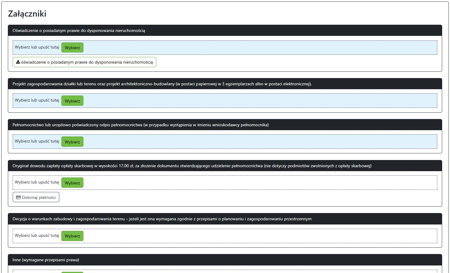 Widok okna z załącznikami Widok okna z załącznikami