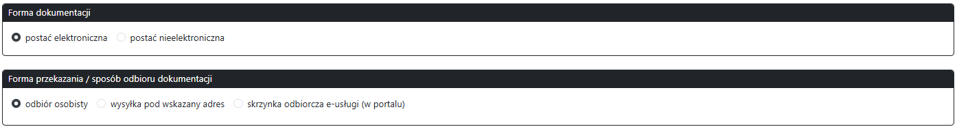 Widok części wniosku Widok części wniosku