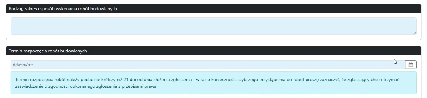 Widok części wniosku Widok części wniosku