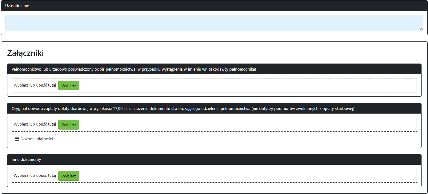Widok części wniosku o udzielenie bonifikaty Widok części wniosku o udzielenie bonifikaty