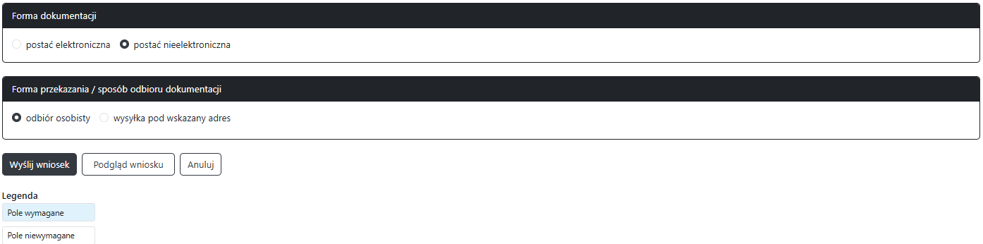 Widok części wniosku o udzielenie bonifikaty Widok części wniosku o udzielenie bonifikaty