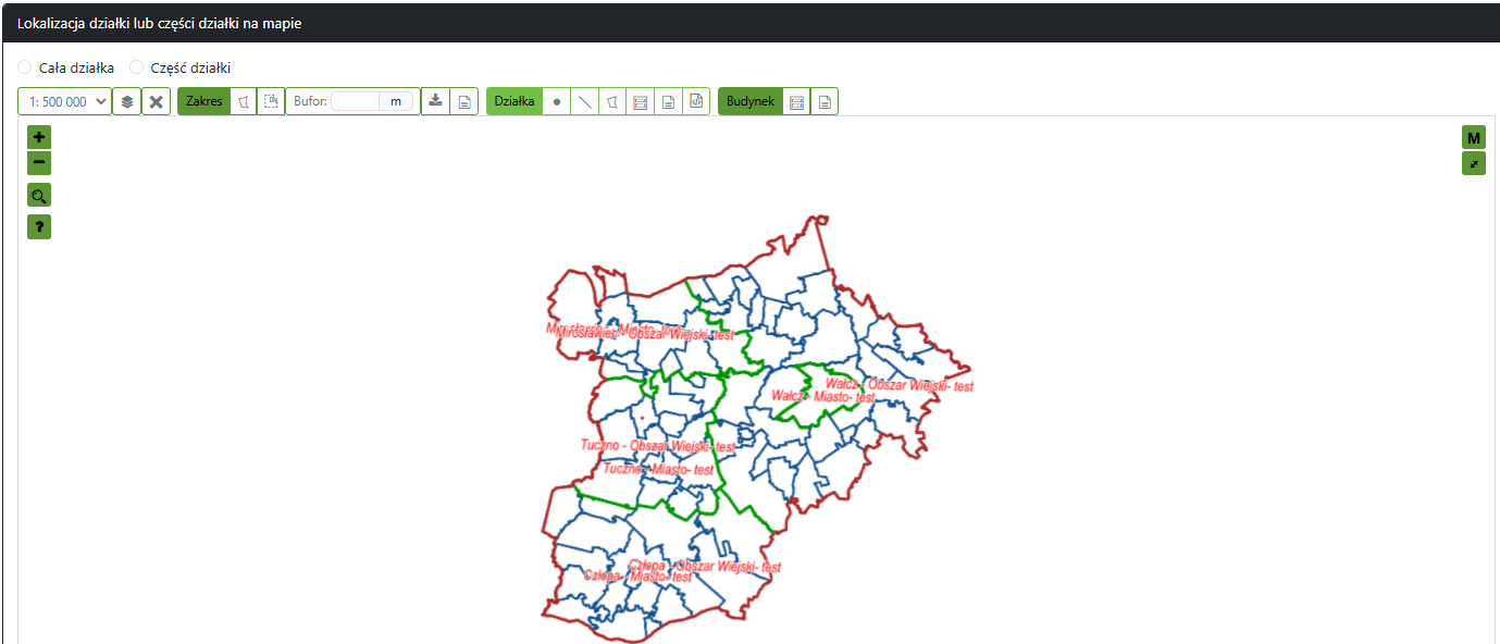 Widok części wniosku o zakup działki Widok części wniosku o zakup działki
