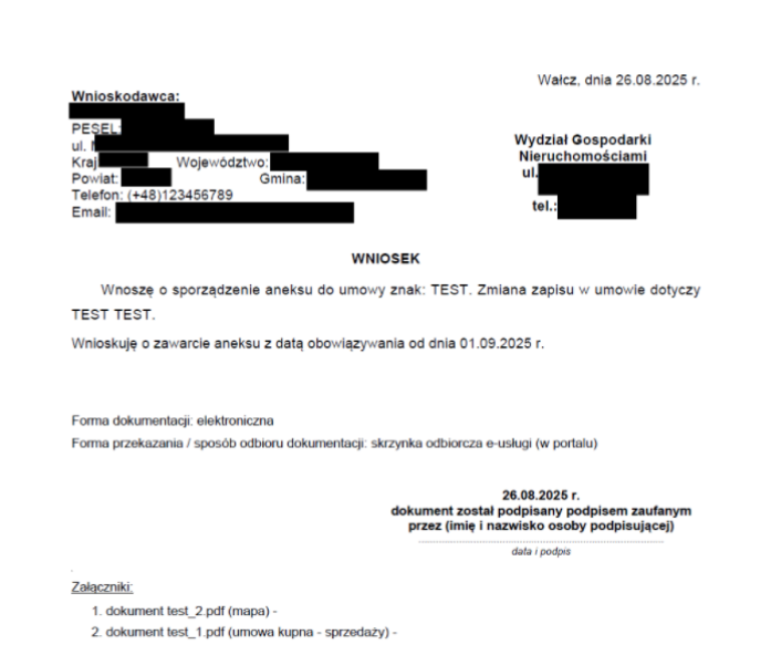 Widok podglądu wniosku Widok podglądu wniosku