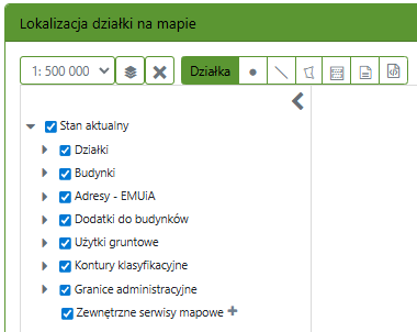Widok opcji wyświetlania warstwowego na mapie Widok opcji wyświetlania warstwowego na mapie