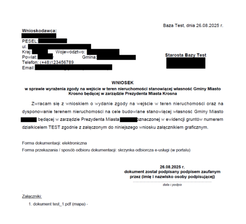 Widok podglądu wniosku Widok podglądu wniosku