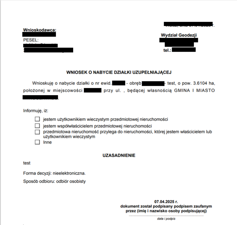 Podgląd wniosku Podgląd wniosku