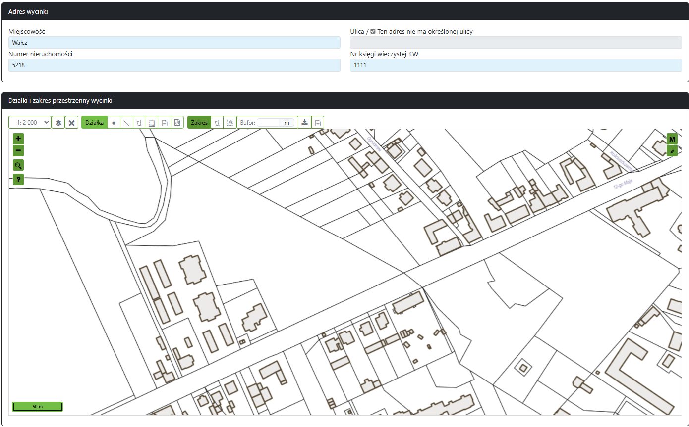 Widok części wniosku Widok części wniosku