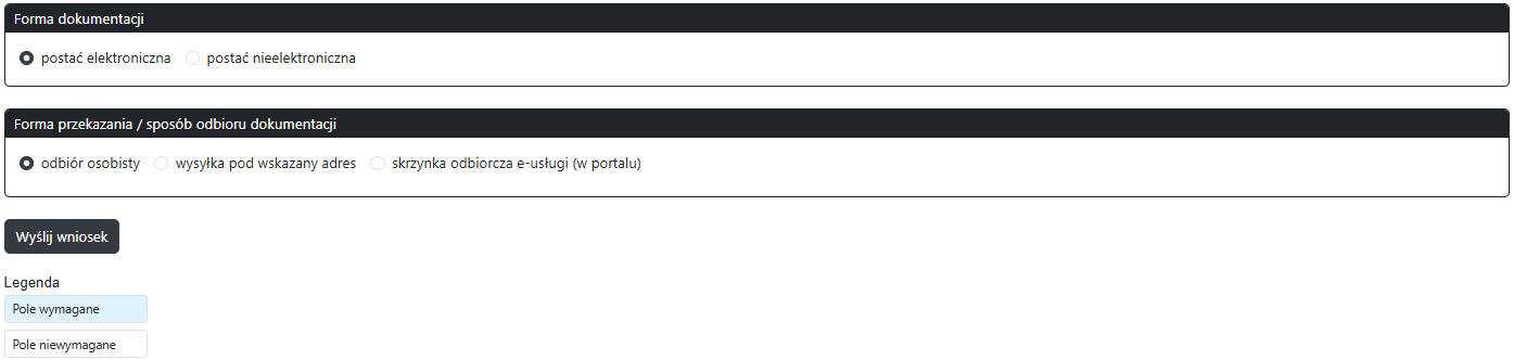 Widok części wniosku Widok części wniosku