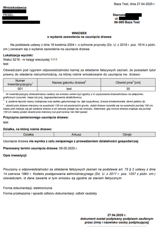 Podgląd wniosku Podgląd wniosku