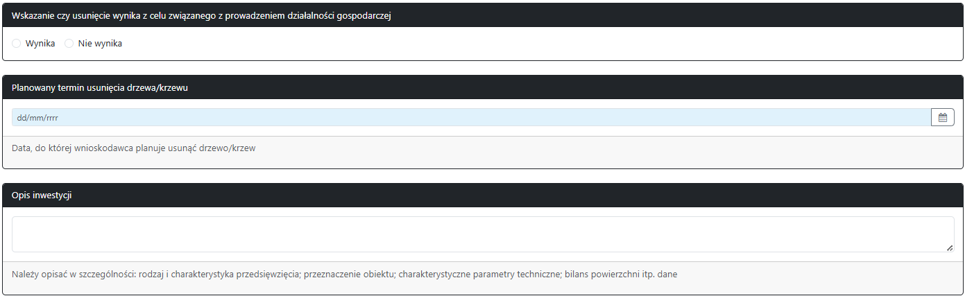 Widok części wniosku Widok części wniosku