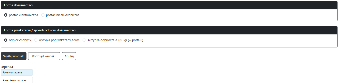 Widok części wniosku Widok części wniosku