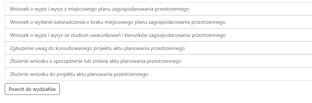 Widok listy dostępnych wniosków do wybrania Widok listy dostępnych wniosków do wybrania