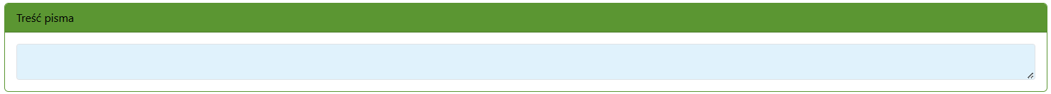 Widok części zgłoszenia z obszarem treści pisma Widok części zgłoszenia z obszarem treści pisma