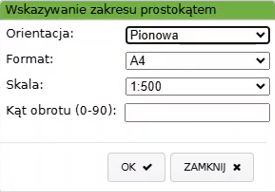 Widok okna wskazywania zakresu prostokątem Widok okna wskazywania zakresu prostokątem