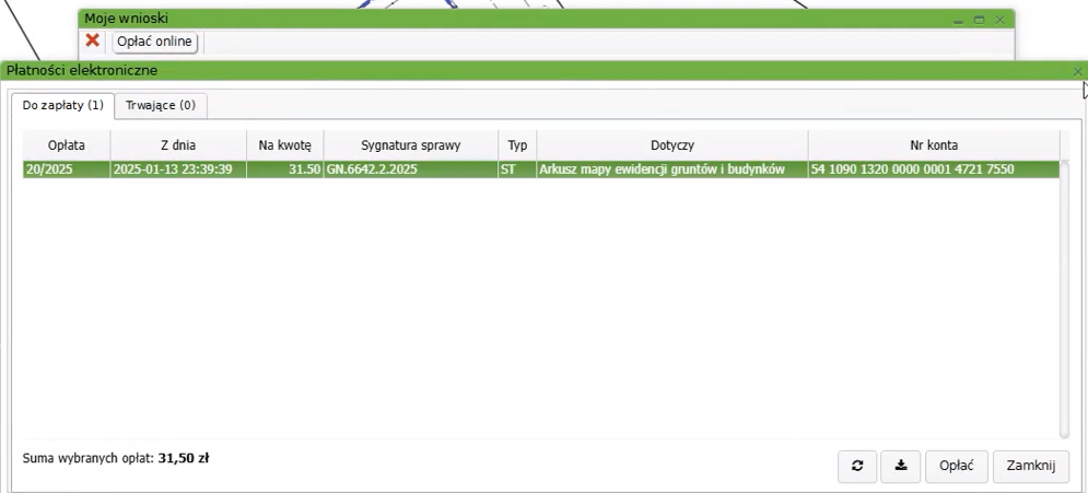 Widok okna płatności elektronicznych Widok okna płatności elektronicznych