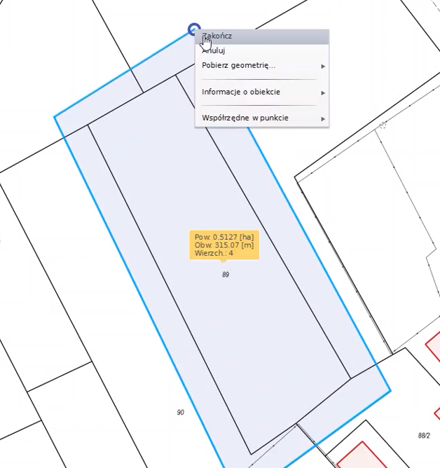Widok fragmentu mapy Widok fragmentu mapy