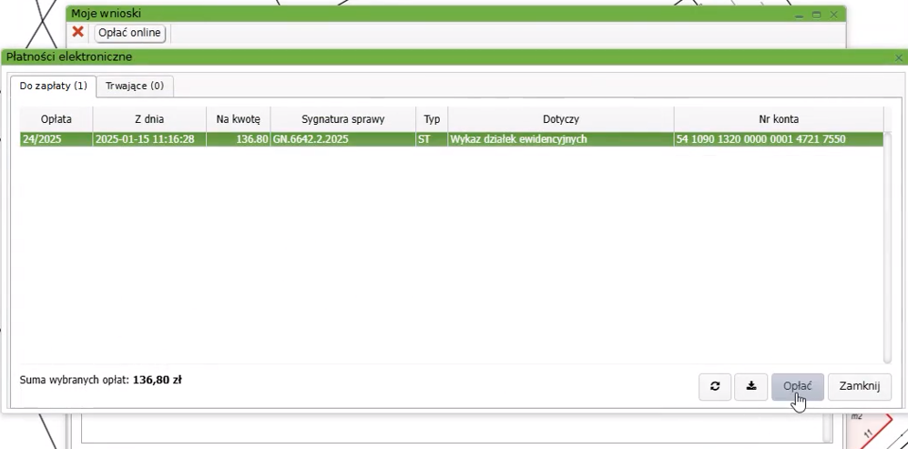 Widok okna płatności elektronicznych Widok okna płatności elektronicznych