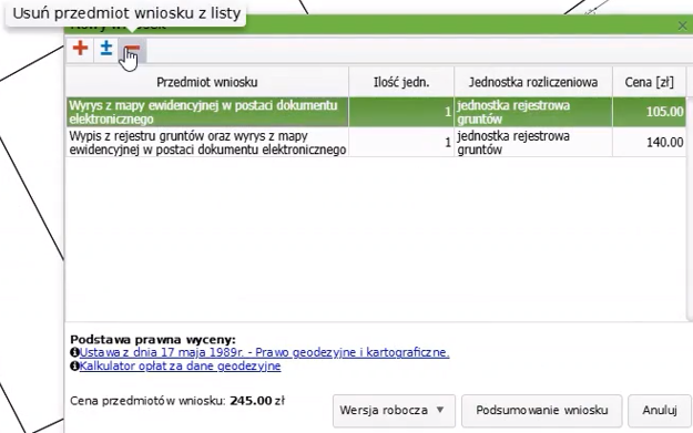 Widok okna nowego wniosku Widok okna nowego wniosku