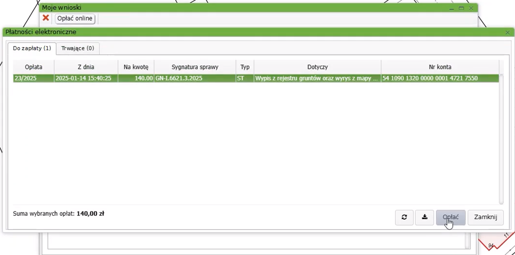 Widok okna płatności elektronicznych Widok okna płatności elektronicznych