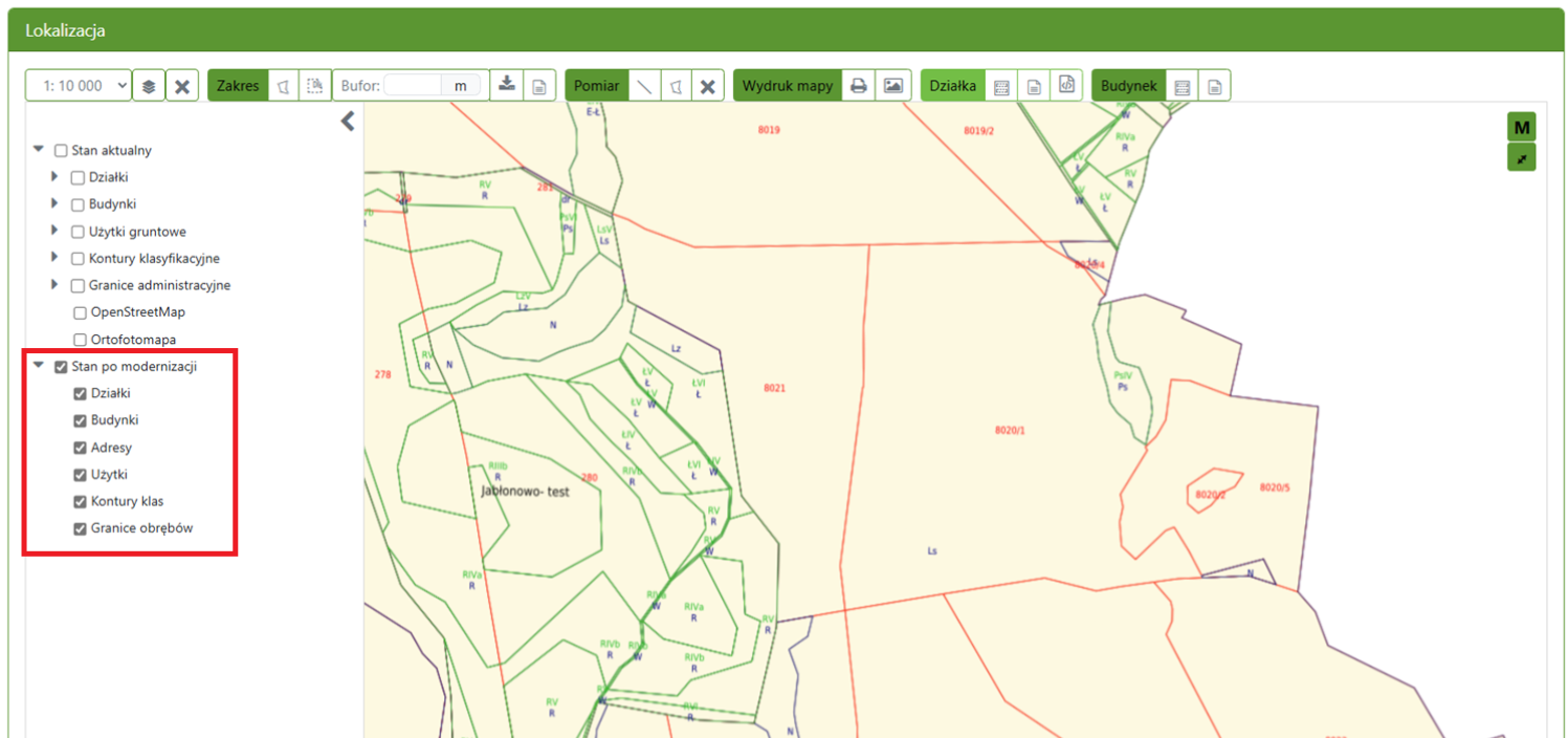 Widok okna lokalizacji z zaznaczonym stanem po modernizacji Widok okna lokalizacji z zaznaczonym stanem po modernizacji