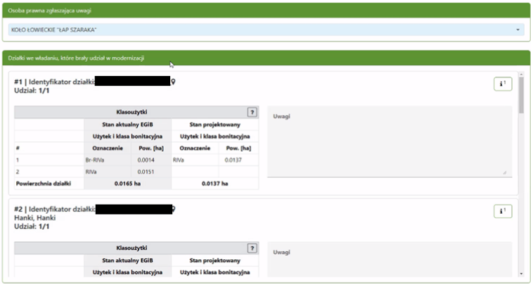 Widok okna z wyszukanymi pozycjami przypisanymi do osoby prawnej Widok okna z wyszukanymi pozycjami przypisanymi do osoby prawnej