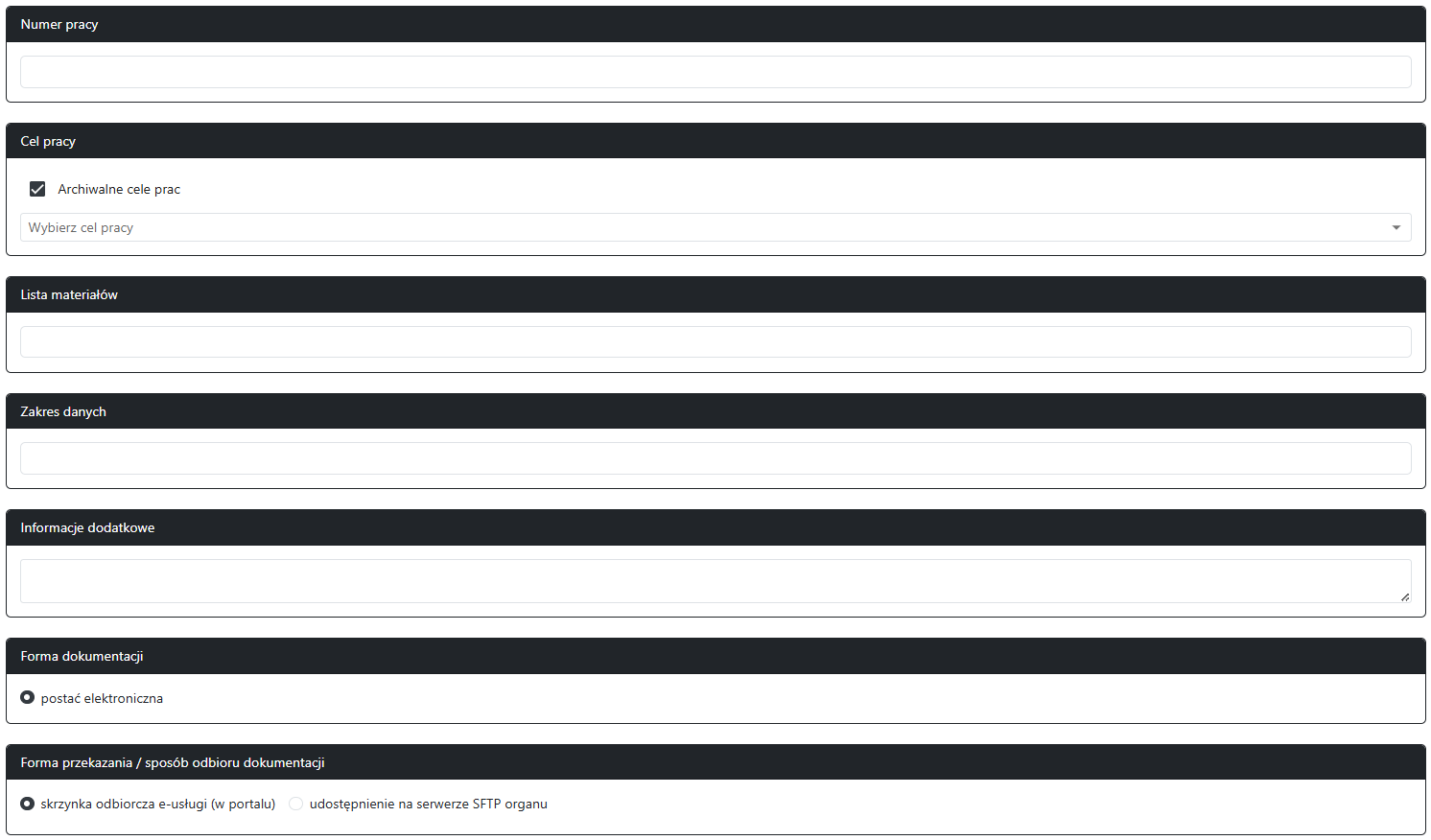 Widok części wniosku Widok części wniosku