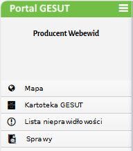 Widok opcji menu portalu branżysty Widok opcji menu portalu branżysty